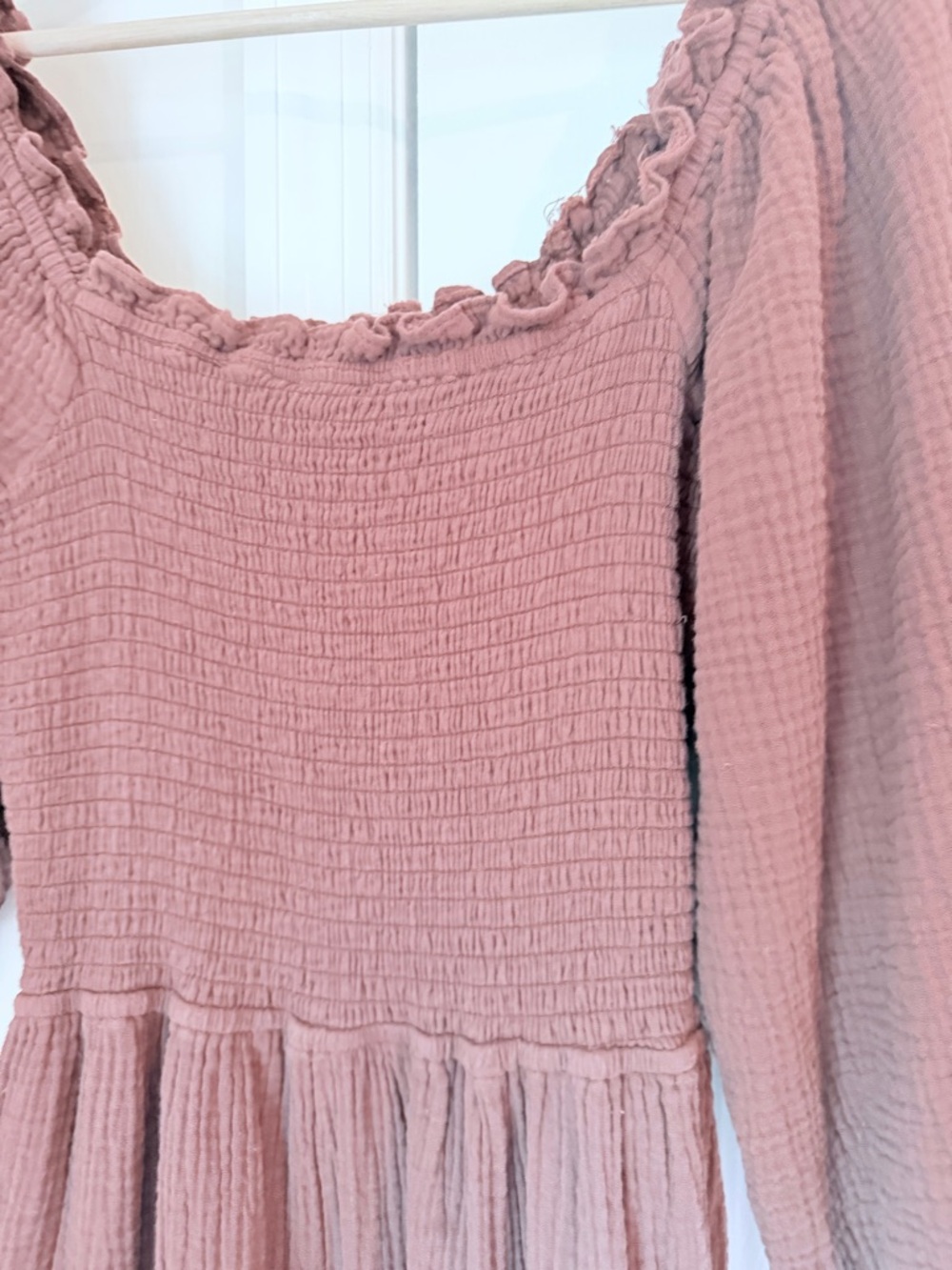 Smocked Puff-Sleeve Maxi Dress in Dusty Mauve - Picture 4 of 6